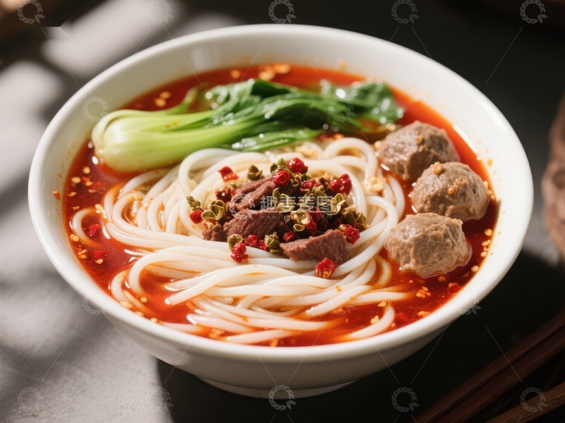 高清大图下载【趣麦麦图】红油牛肉面配青菜