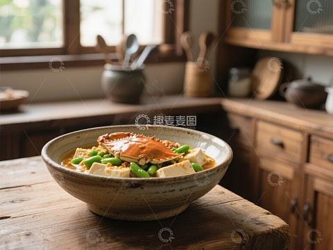 热腾腾的蟹肉豆腐煲