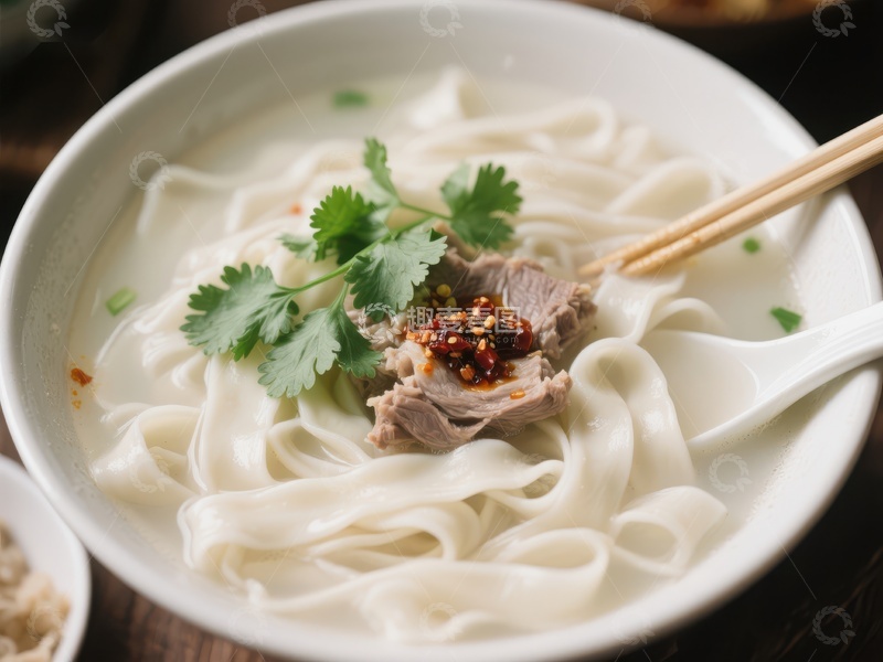 高清大图下载【趣麦麦图】热腾腾的面条配牛肉和香菜