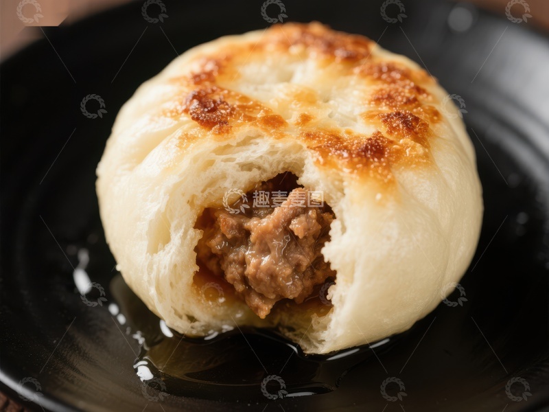 高清大图下载【趣麦麦图】酥皮肉馅包子特写