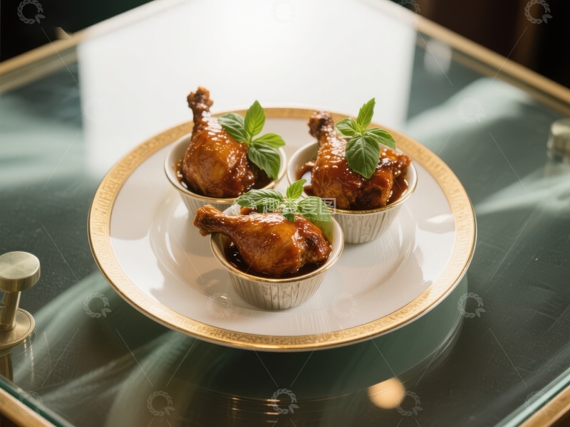 高清大图下载【趣麦麦图】精致鸡腿配香草装饰