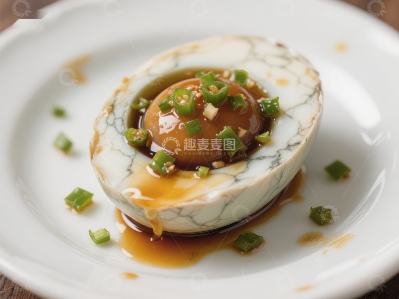 高清大图下载【趣麦麦图】酱蛋配葱花，精致美食呈现