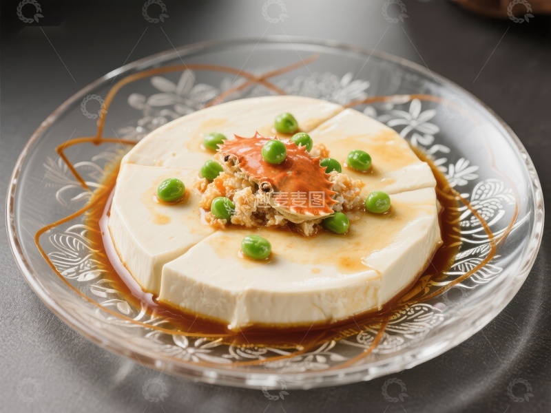 高清大图下载【趣麦麦图】蟹黄豆腐蒸蛋，精致美味