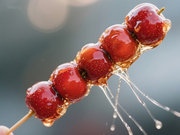 糖葫芦串上的晶莹红果