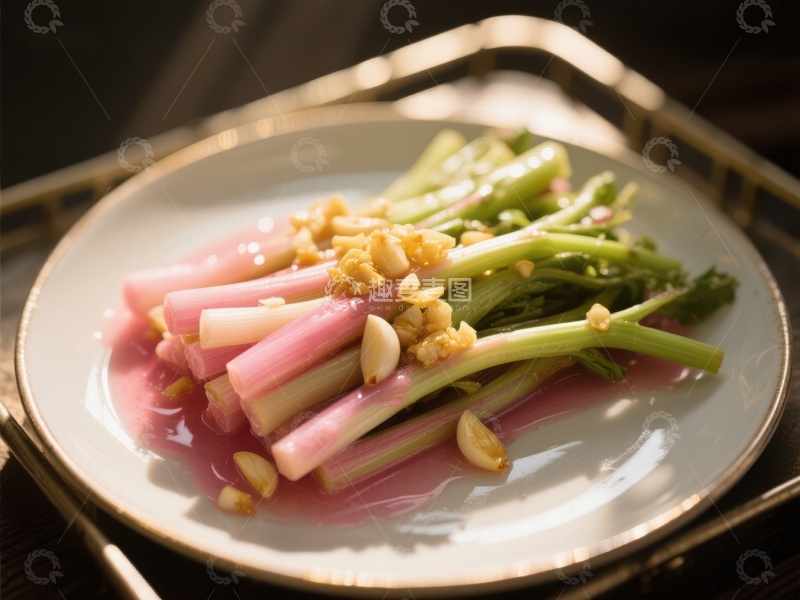 高清大图下载【趣麦麦图】蒜香浸渍的绿色蔬菜