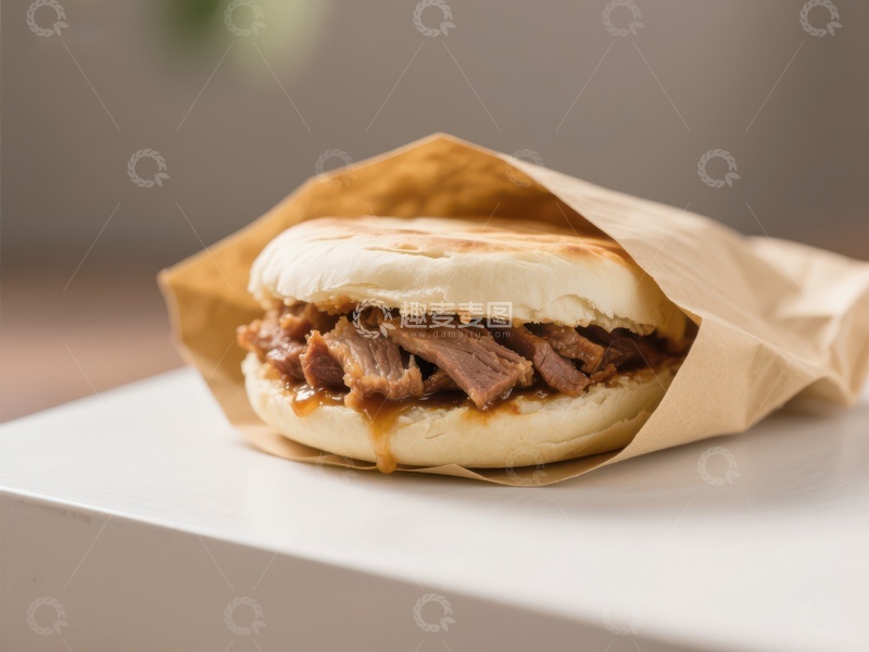 高清大图下载【趣麦麦图】美味肉夹馍，传统中式快餐
