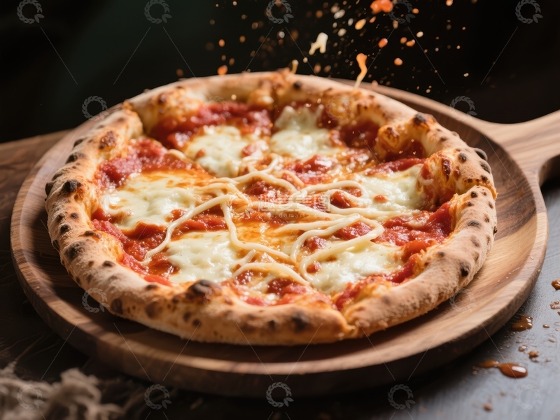 高清大图下载【趣麦麦图】经典玛格丽特披萨，美味诱人