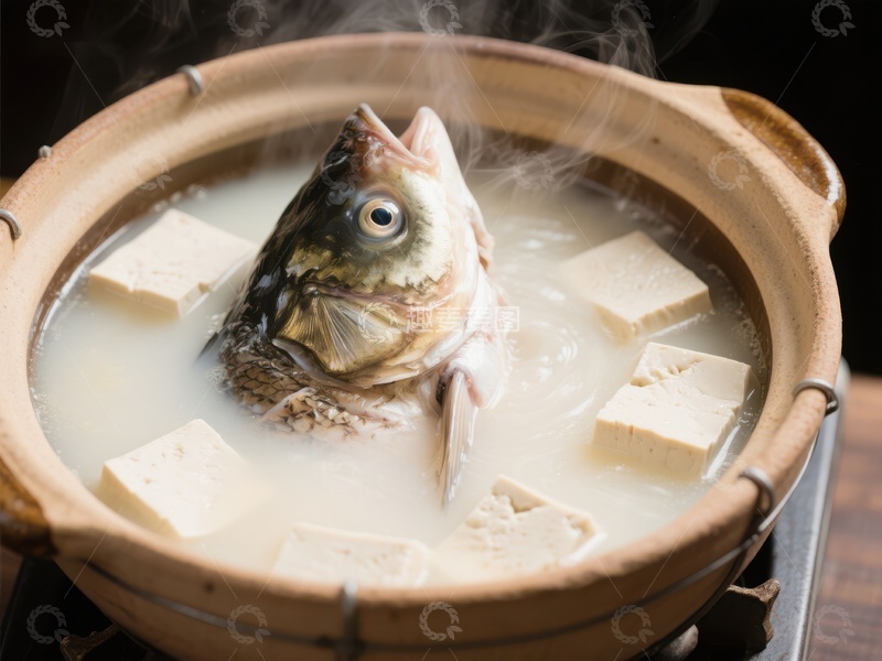 高清大图下载【趣麦麦图】鱼头豆腐汤热气腾腾