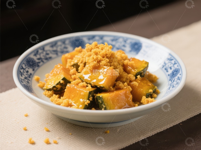 高清大图下载【趣麦麦图】南瓜炒饭，美味可口的中式佳肴