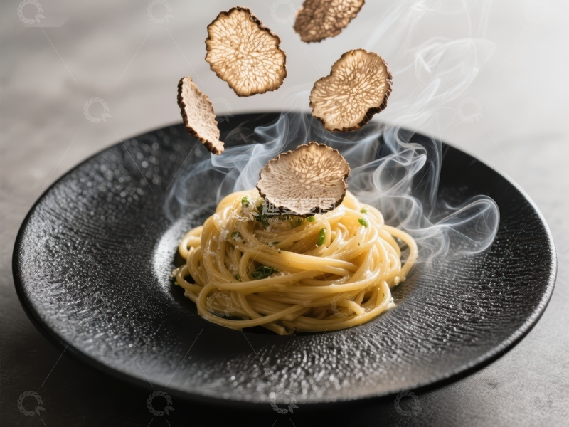高清大图下载【趣麦麦图】黑松露意面，热气腾腾的美食
