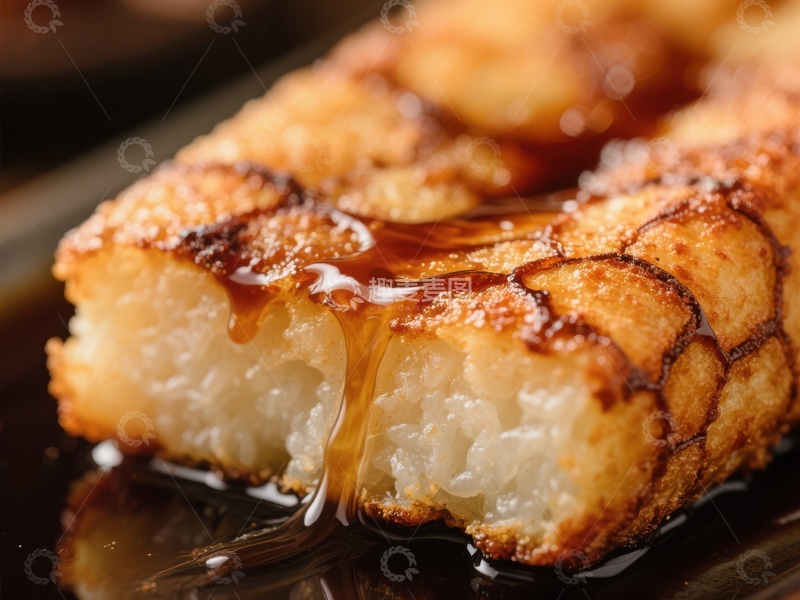 高清大图下载【趣麦麦图】焦糖淋汁的金黄糕点特写