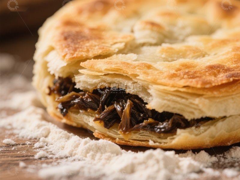 高清大图下载【趣麦麦图】酥皮肉馅饼特写