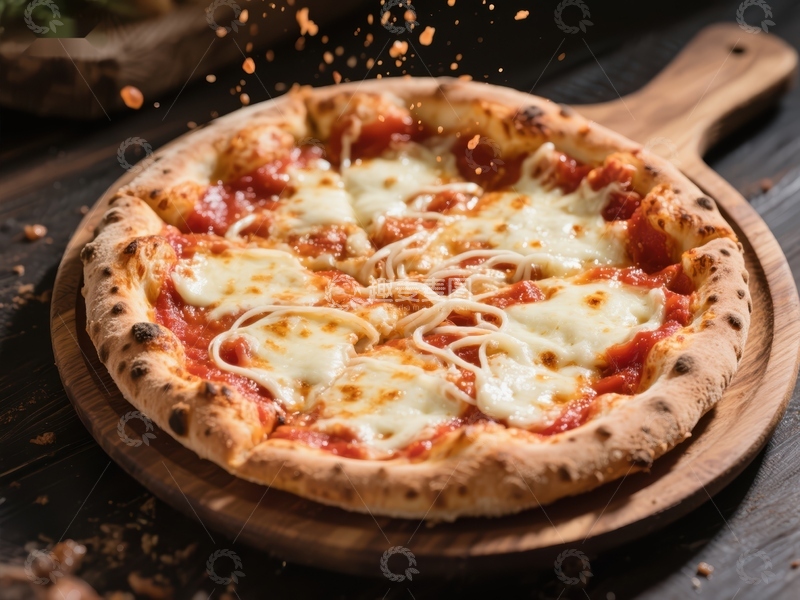 高清大图下载【趣麦麦图】经典意式披萨，奶酪与番茄的完美融合