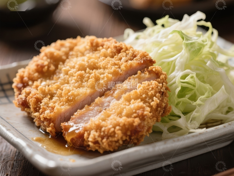 高清大图下载【趣麦麦图】酥脆猪排配生菜