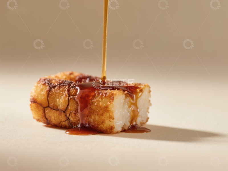 高清大图下载【趣麦麦图】焦糖淋酱覆盖的酥脆甜点
