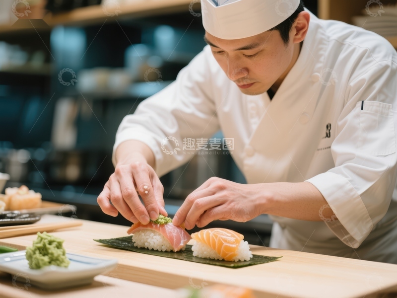 高清大图下载【趣麦麦图】-厨师精心制作寿司