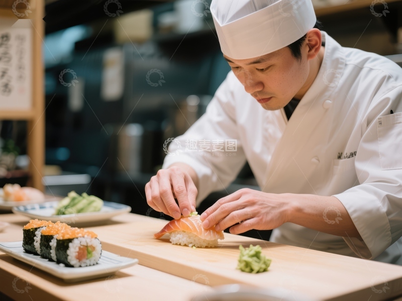 高清大图下载【趣麦麦图】-厨师精心制作寿司
