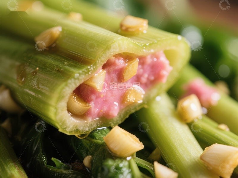 高清大图下载【趣麦麦图】秋葵酿肉，清新美味的健康佳肴