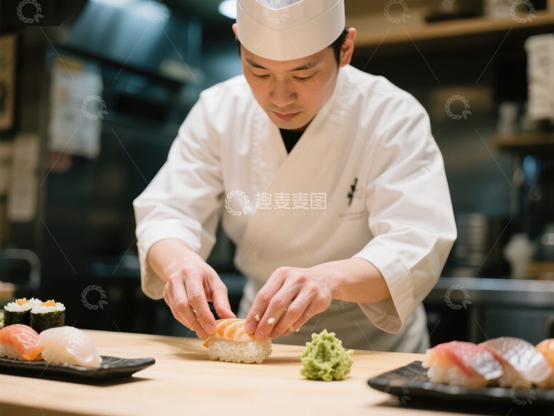 高清大图下载【趣麦麦图】-厨师精心制作寿司