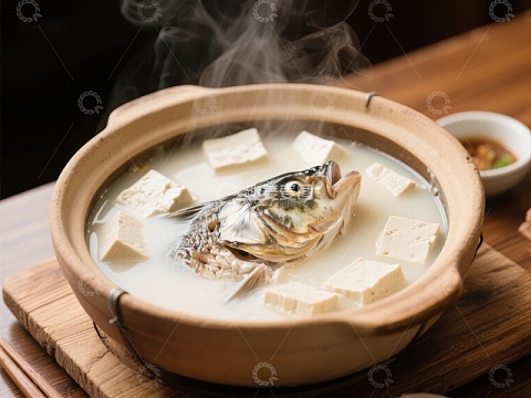 鱼头豆腐汤热气腾腾