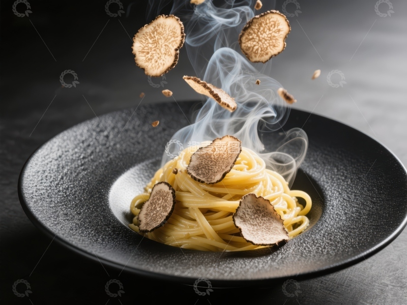 高清大图下载【趣麦麦图】黑松露意面，香气四溢