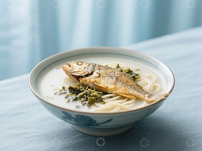 鱼汤面：鲜美鱼汤搭配细面条