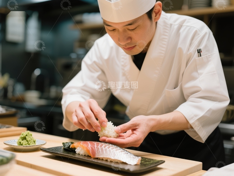 高清大图下载【趣麦麦图】-厨师精心制作寿司