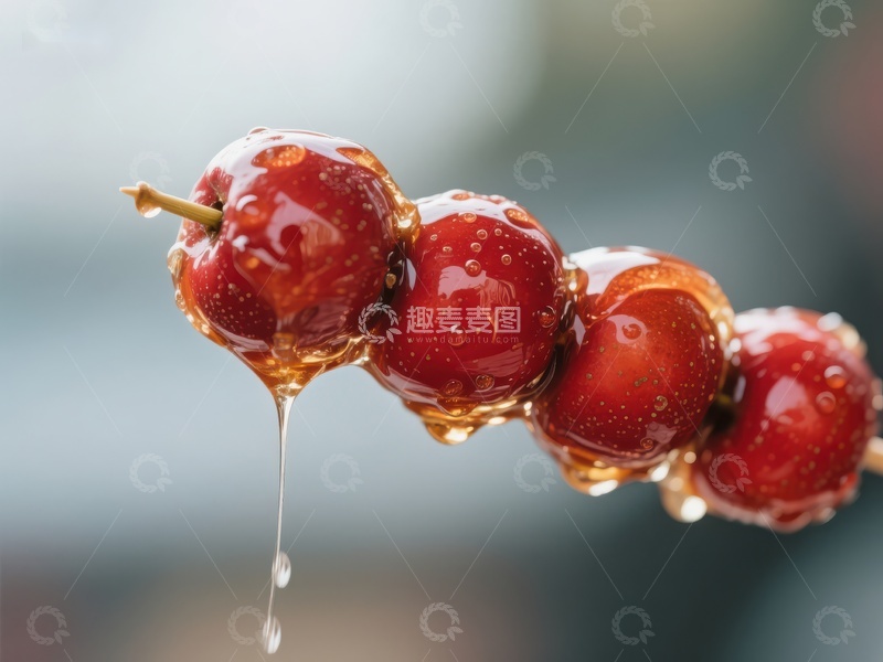 高清大图下载【趣麦麦图】蜂蜜滴落樱桃串
