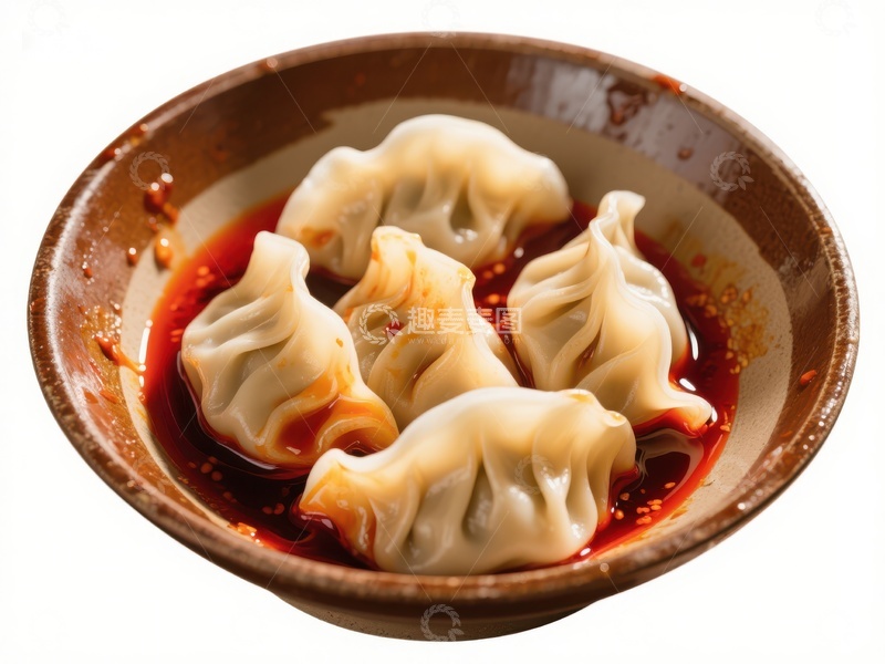 高清大图下载【趣麦麦图】麻辣汤中的鲜美饺子