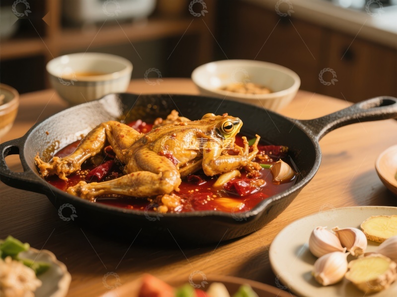 高清大图下载【趣麦麦图】香辣烤鸡，热锅呈现