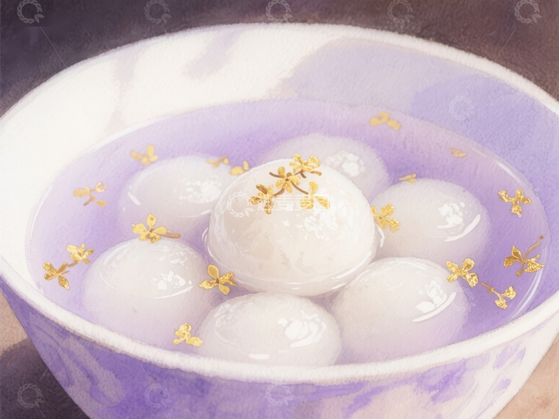 高清大图下载【趣麦麦图】桂花汤圆，传统美食的温馨呈现
