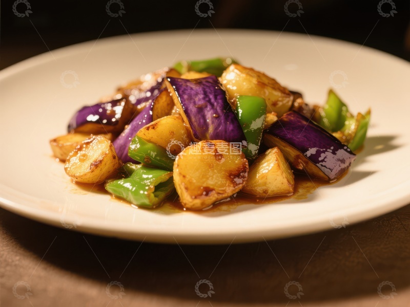 高清大图下载【趣麦麦图】紫苏茄子炒土豆