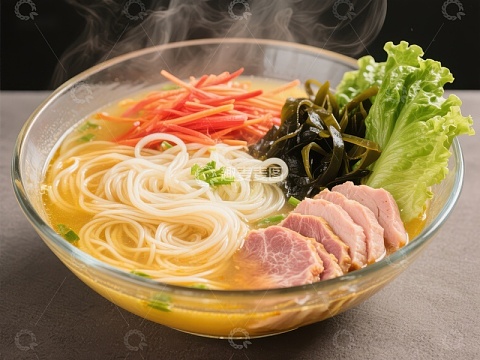 热气腾腾的拉面碗