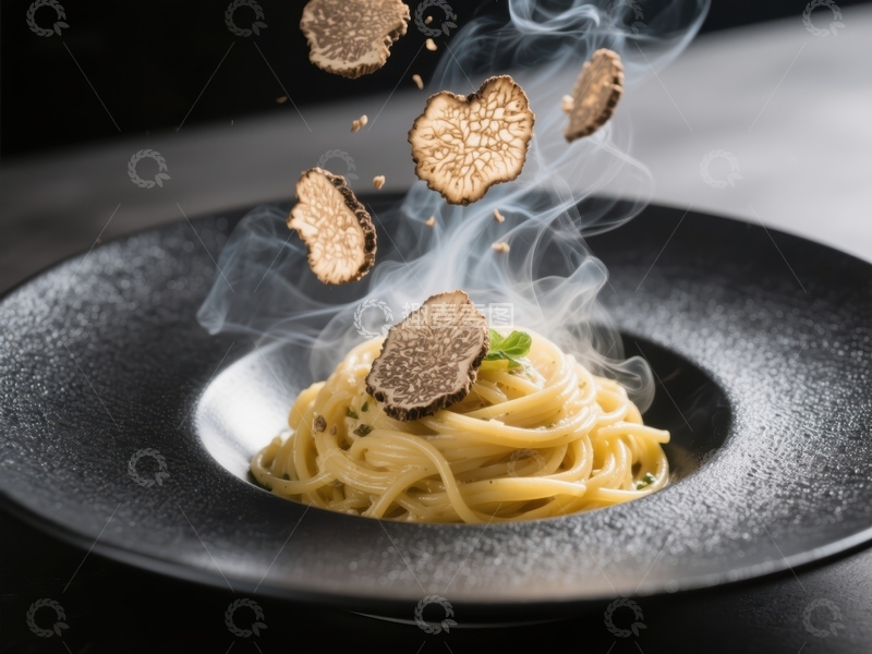 高清大图下载【趣麦麦图】黑松露意面，蒸汽缭绕