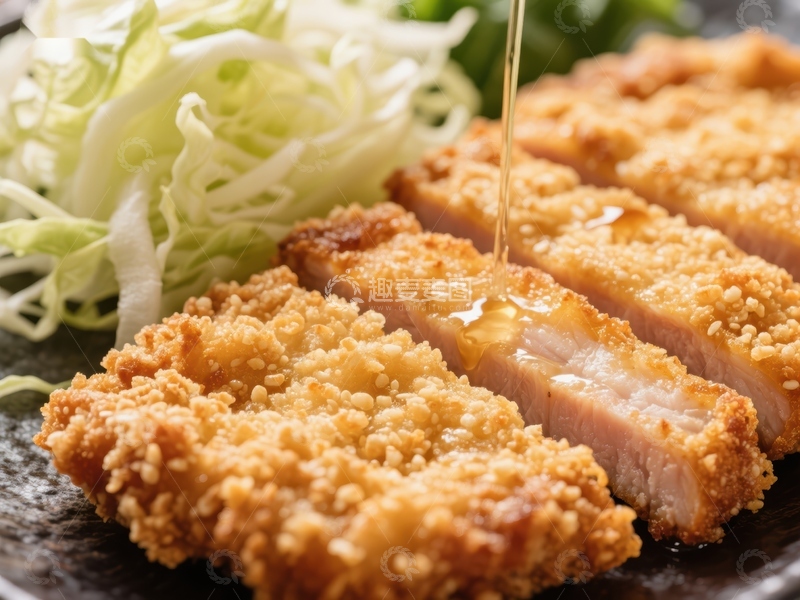 高清大图下载【趣麦麦图】酥脆炸猪排配生菜