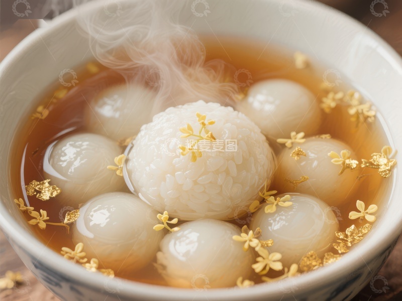 高清大图下载【趣麦麦图】热气腾腾的汤圆配桂花
