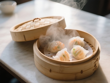 热气腾腾的蒸饺