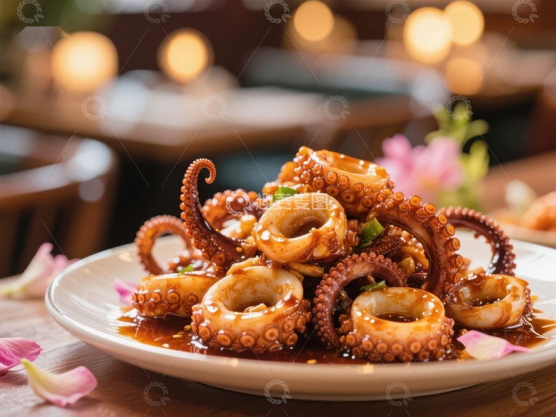 高清大图下载【趣麦麦图】美味章鱼圈配酱汁