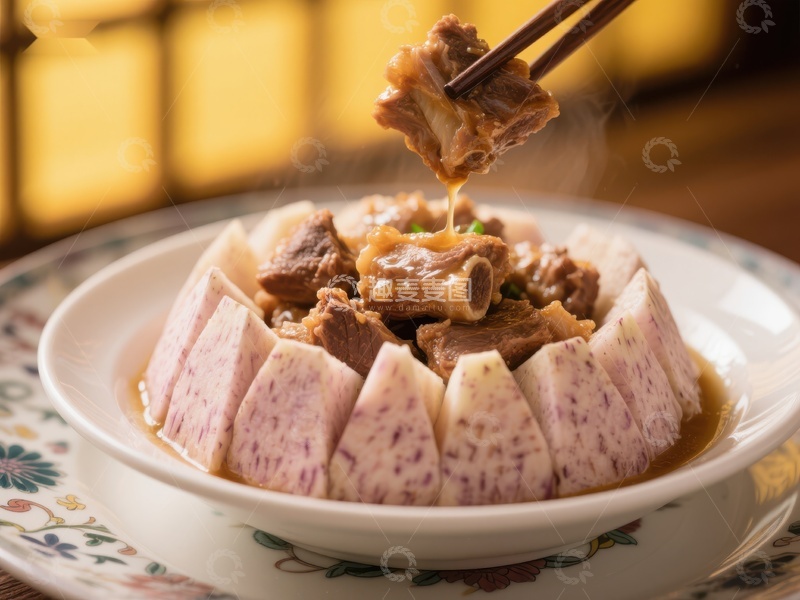 高清大图下载【趣麦麦图】芋头排骨煲，热气腾腾的美味佳肴