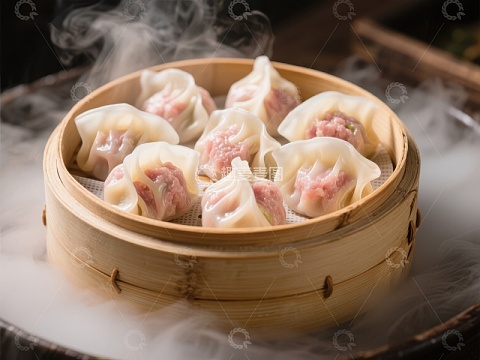 热气腾腾的蒸饺