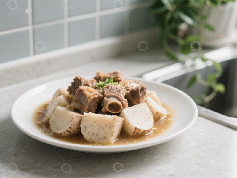 高清大图下载【趣麦麦图】排骨炖芋头，家常美味佳肴