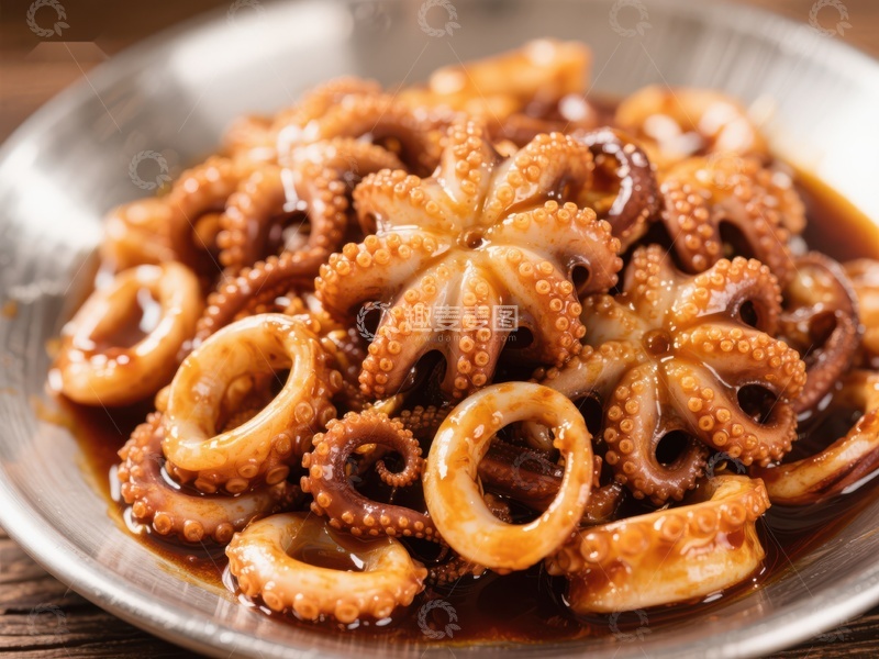 高清大图下载【趣麦麦图】酱汁拌八爪鱼美食特写