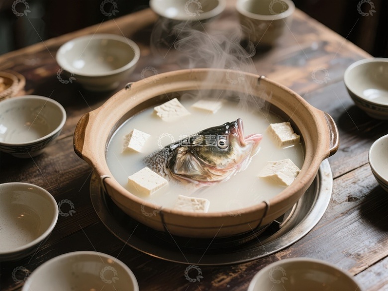 热气腾腾的鱼头豆腐汤