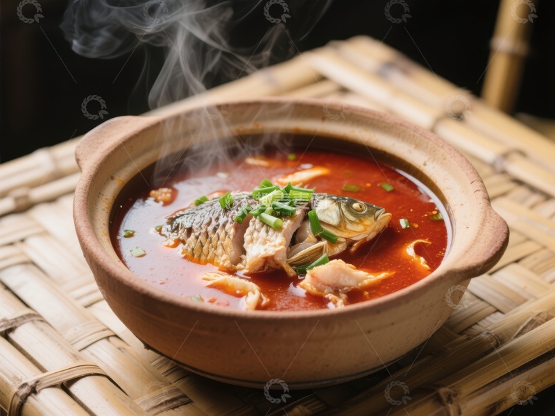 高清大图下载【趣麦麦图】热气腾腾的鱼汤，鲜美诱人