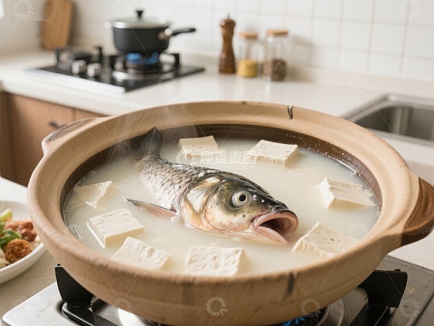 鱼头豆腐汤热气腾腾