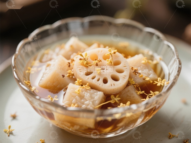高清大图下载【趣麦麦图】莲藕桂花糖水，清新甜美