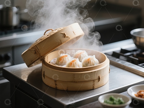 热气腾腾的蒸饺