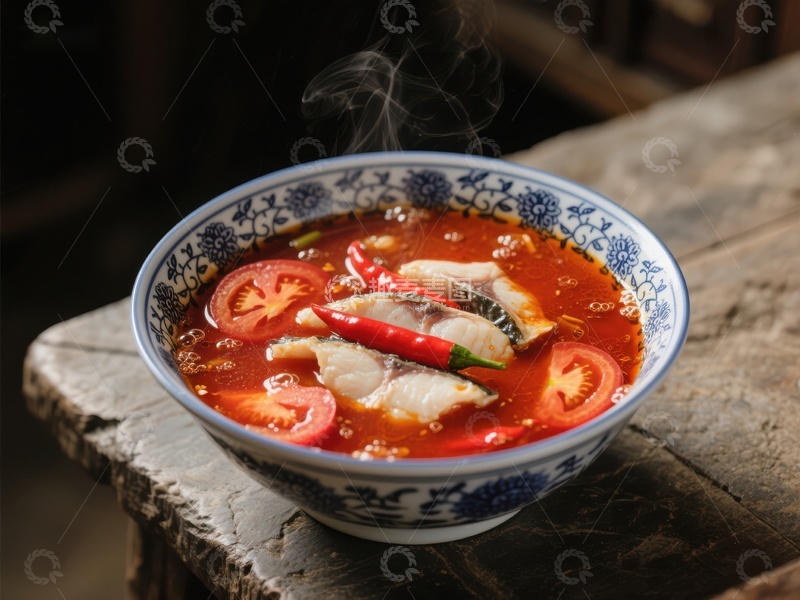 热腾腾的酸辣鱼片汤