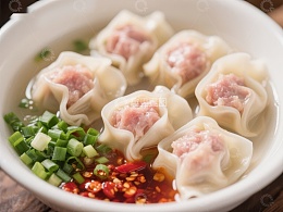 鲜美馄饨配葱花辣椒油