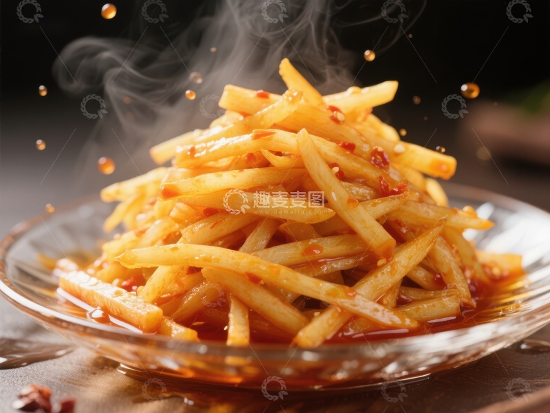 高清大图下载【趣麦麦图】香辣土豆丝热气腾腾